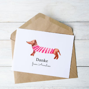Dachsund Hand-Illustrated Folded Thank You Card
