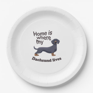 Dachsund Home Paper Plate