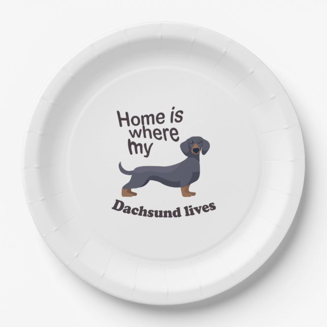 Dachsund Home Paper Plate (Front)