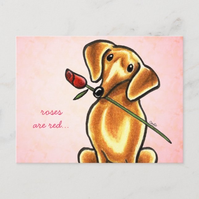 Dachsund Rose Sweetheart Off-Leash Art™ Custom Postcard (Front)