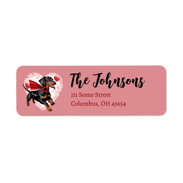 Dachsund with Hearts Return Address Envelopes (Front)