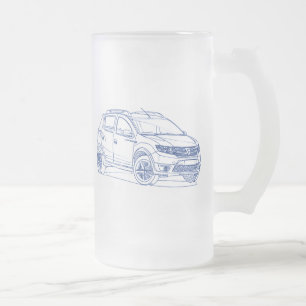 Dacia Sandero Stepway 2013 Frosted Glass Beer Mug