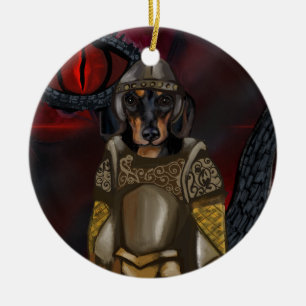 Dacshund ceramic tree decoration