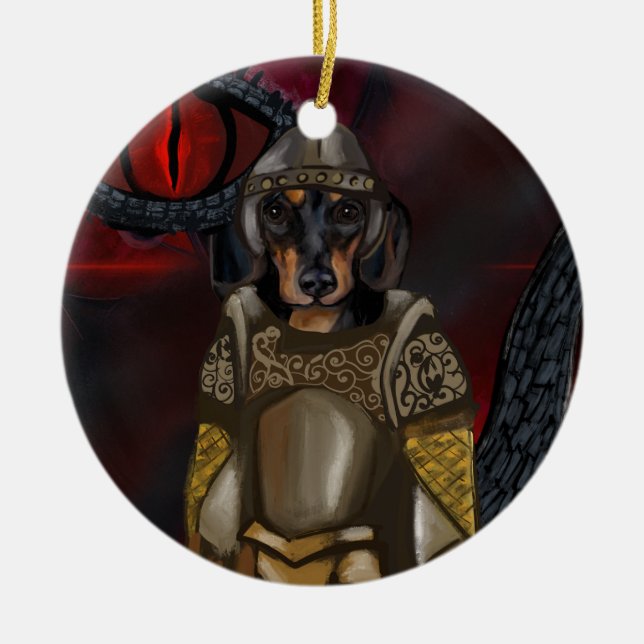 Dacshund        ceramic tree decoration (Front)