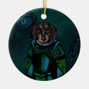 Dacshund ceramic tree decoration