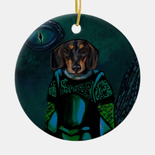 Dacshund         ceramic tree decoration (Front)