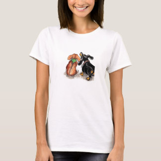 Dacshund t shirt illustration by Annabel Tarrant