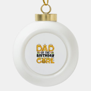 Dad 1st Birthday Girl Giraffe Theme Party Zoo Safa Ceramic Ball Christmas Ornament