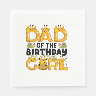 Dad 1st Birthday Girl Giraffe Theme Party Zoo Safa Napkin