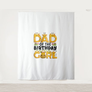 Dad 1st Birthday Girl Giraffe Theme Party Zoo Safa Tapestry