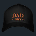 DAD 20XX embroidered baseball cap gold / black<br><div class="desc">Embroidered Hats: Classic golden / black fashion baseball cap with text "DAD" and custom year 20XX for fresh dads,  fathers day,  grandpa birthday / family hats</div>