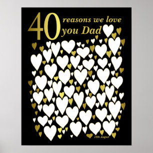 Dad 40th Birthday Poster - 40 Reasons We Love You