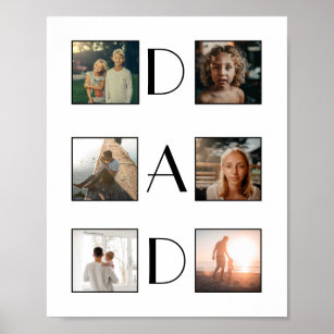 Dad 6 Photo Collage Cute Elegant Father’s Day Poster