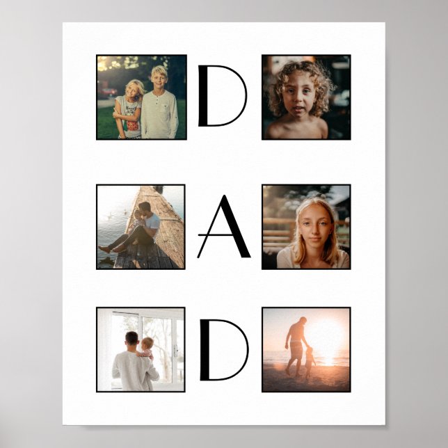 Dad 6 Photo Collage Cute Elegant Father’s Day Poster (Front)
