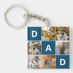 Dad 6 Photo Grid, Father's Day Keepsake Key Ring