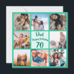 Dad 70th Birthday modern square photo collage<br><div class="desc">👉 Put a smile on a face with this modern 70th birthday Dad photo collage flat card! - Simply click to personalise this design 🔥 My promises - This design is unique and is designed with you in mind 🙏 Thank you for supporting my small business - If you would...</div>