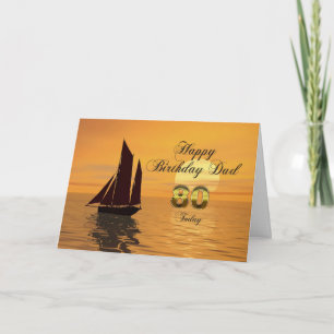 Dad, 80th Sunset yacht birthday card