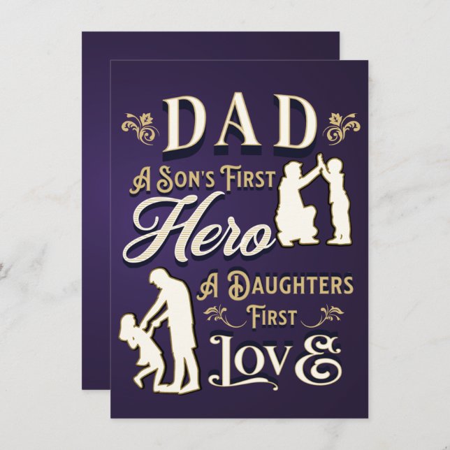 Dad A Son's First A Daughters First Love Holiday Card (Front/Back)