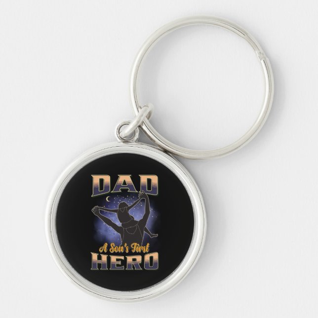 Dad A Son's First Hero Key Ring (Front)