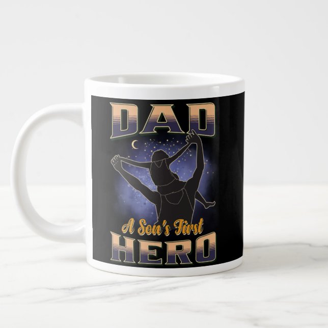Dad A Son's First Hero Large Coffee Mug (Left)
