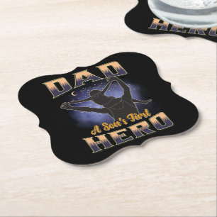 Dad A Son's First Hero Paper Coaster