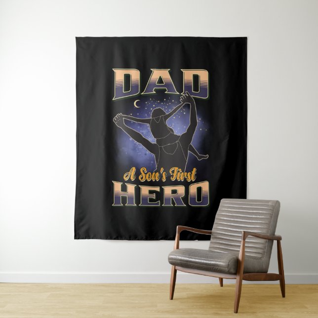 Dad A Son's First Hero Tapestry (In Situ)