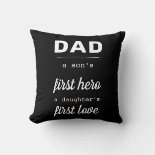 Dad A Son's First Hero Typography Modern Father Cushion