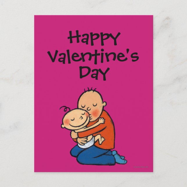 Dad and Baby Hugging Holiday Postcard (Front)