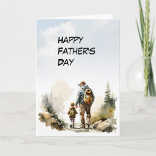 Dad and Child Backpackers Father's Day Card