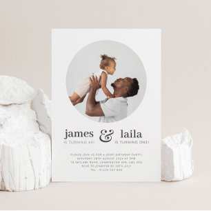 Dad and Child - Photo Joint Birthday Invitation