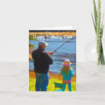 Dad and Daughter Fishing Birthday Card<br><div class="desc">A design of a dad and daughter fishing that is perfect for a birthday or father's day card.  Come up with a personal message to create a special gift giving moment.  Design created by designer and AI design.  c. Night Owl's Menagerie,  2022.</div>