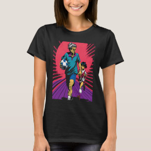 Dad and Daughter Playing Football Retro Pop Footba T-Shirt