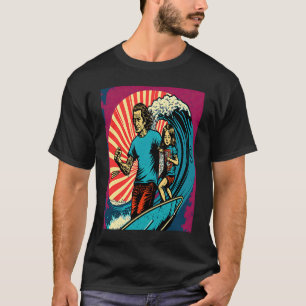 Dad And Daughter Surfing Retro Pop Surfer Dad  3 T-Shirt