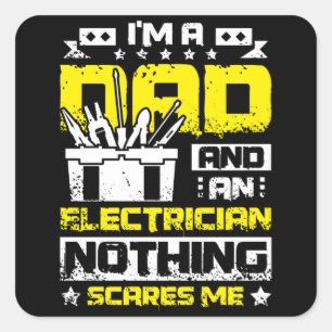Dad and electrician square sticker