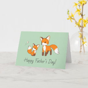 Dad and Kit Fox Father’s Day Green Blank Card