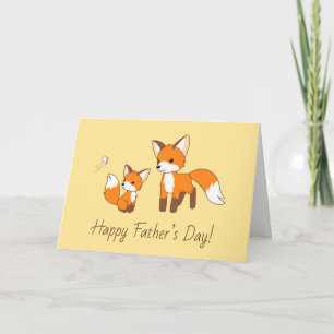 Dad and Kit Fox Father’s Day Yellow Blank Card