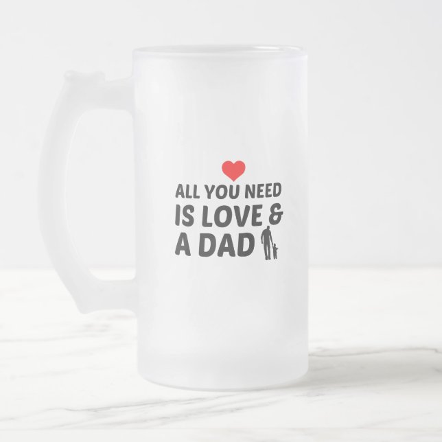 DAD AND LOVE FROSTED GLASS BEER MUG (Left)