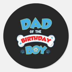 Dad And Mum Birthday Boy Dog Family Matchi Classic Round Sticker
