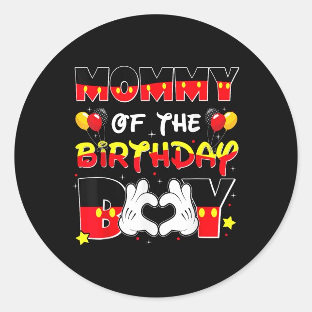 Dad And Mum Mummy Of The Birthday Boy Tee Family P Classic Round Sticker (Front)