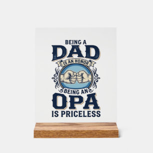 Dad and Opa Vintage Fist Bump Shirt Design_1 Acrylic Sign