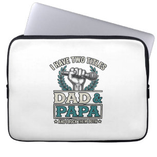 Dad And Papa Rock Titles Vintage Microphone Shirt_ Laptop Sleeve
