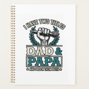 Dad And Papa Rock Titles Vintage Microphone Shirt_ Planner