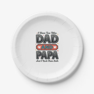 Dad And Papa Vintage Engraving Father Gift Design_ Paper Plate