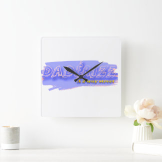 Dad And Rizz Funny Purple, Yellow, Pink Design Square Wall Clock