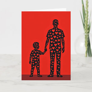 Dad And Son Love Hearts Card