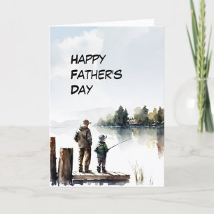 Dad and young Child fishing Father's Day card