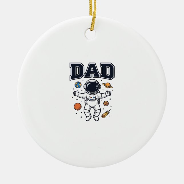 Dad Astronaut Space Vector Shirt Design_1 Ceramic Tree Decoration (Front)
