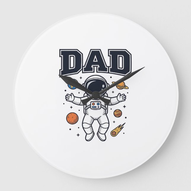 Dad Astronaut Space Vector Shirt Design_1 Large Clock (Front)