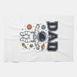 Dad Astronaut Space Vector Shirt Design_1 Tea Towel