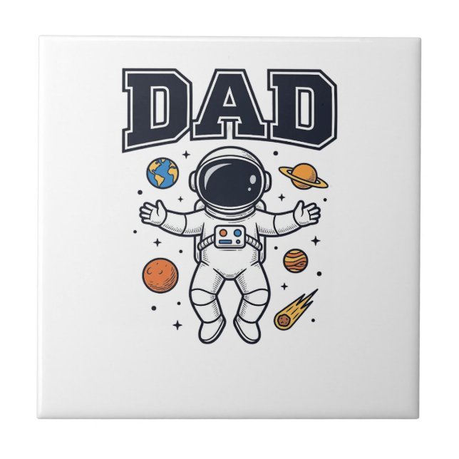 Dad Astronaut Space Vector Shirt Design_1 Tile (Front)